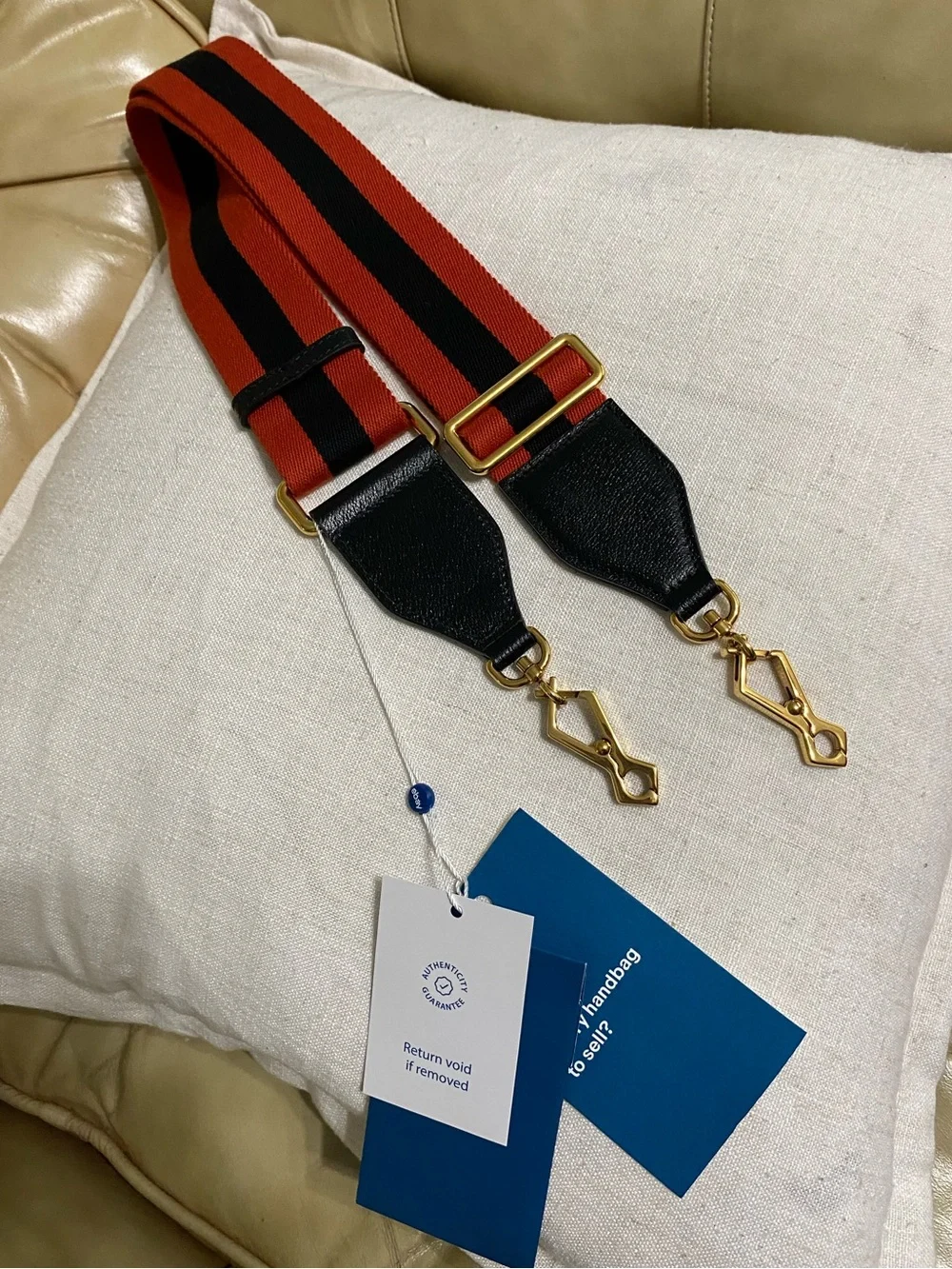 COA Gucci NEW Wide Web Replacement Bag Strap Navy/Red Wool Stripe Unisex